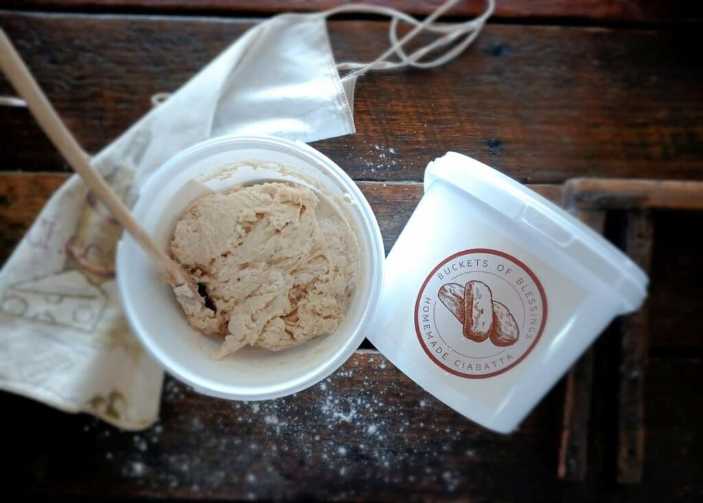 bucket of blesings ciabatta mix inside the bucket